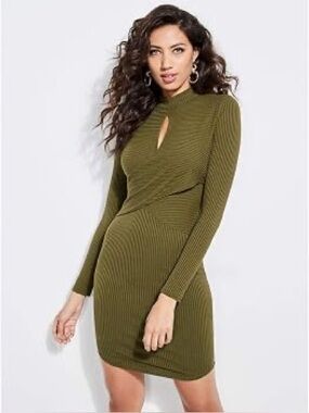 NWT Guess Larkin Keyhole Ribbed Longsleeve Dress